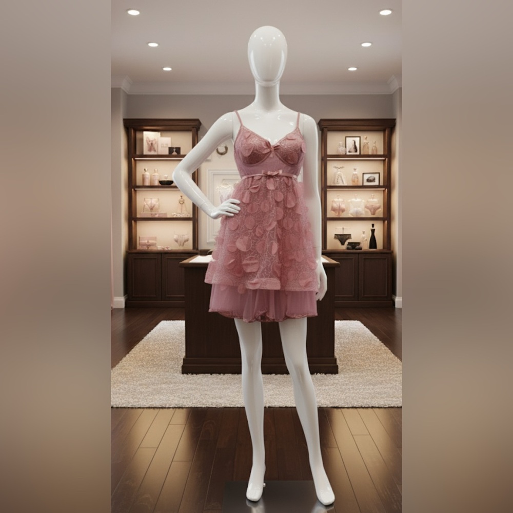 Pink Lace Layered Lingerie Dress